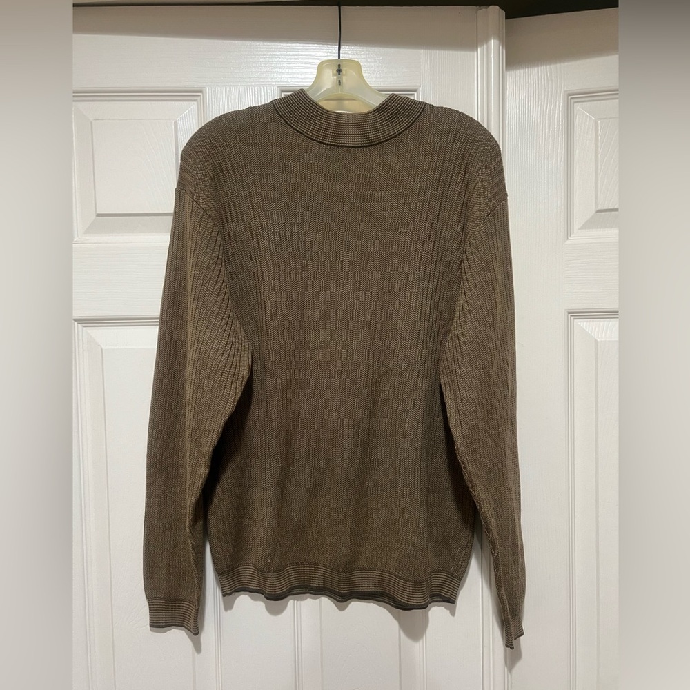 Barry Bricken‎ Silk Cotton light knit Olive green lightweight Sweater large